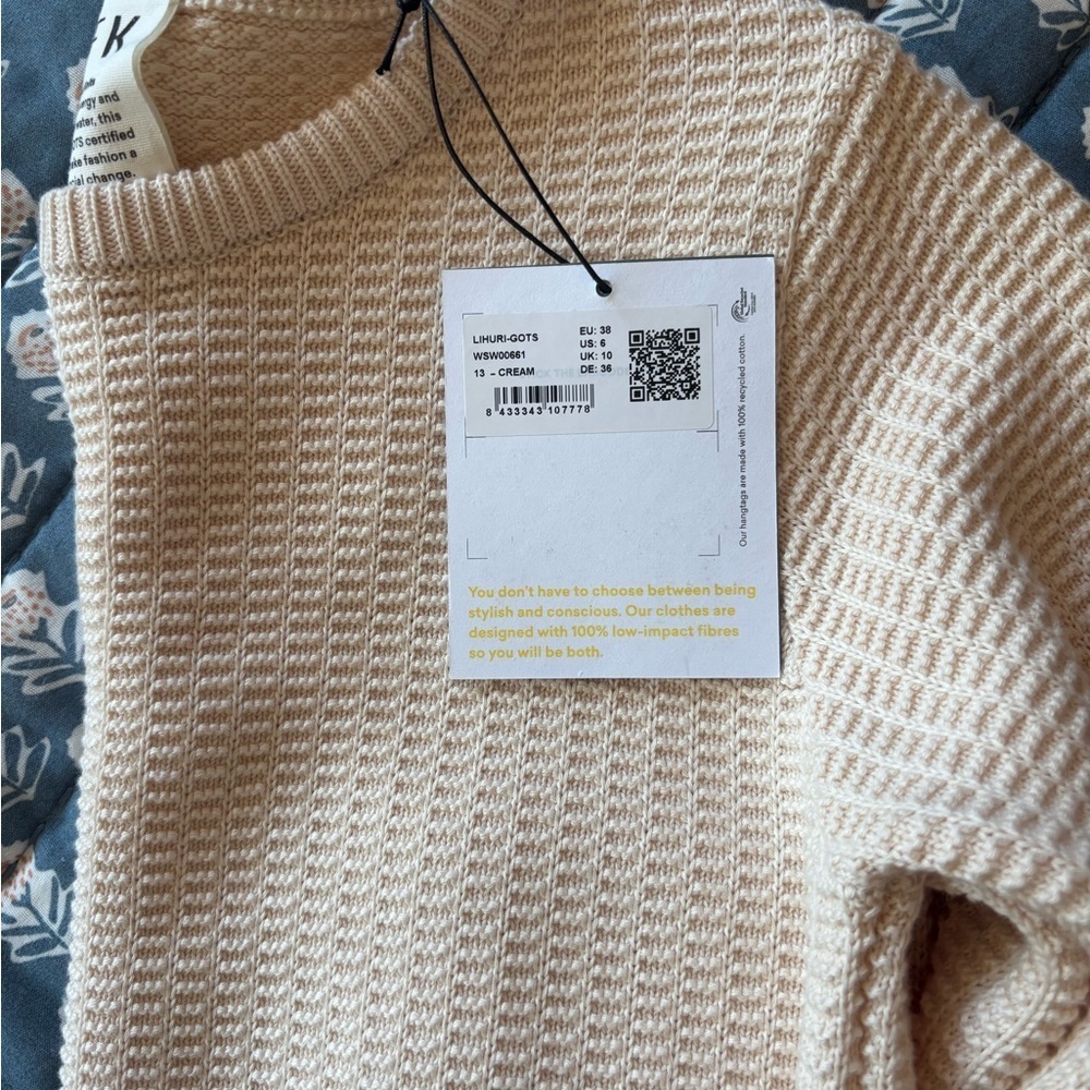 SKFK Knit Sweater Top Size 6 Organic Cotton Short Sleeve Minimalist NWT - Picture 5 of 7
